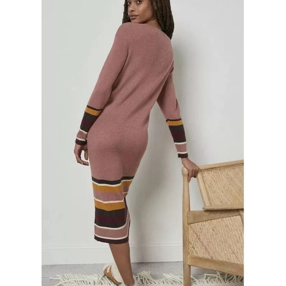 NWT Anthropologie Parvati Midi Column Sweater Dress Pink Long Sleeve Striped New - Picture 5 of 12